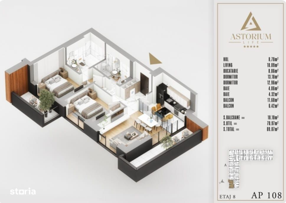 Ap. 3Cam. Decomandat In Proiect Astorium Life / Mutare Imediata!