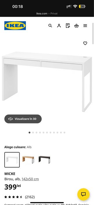 Birou alb Micke 142 x 50