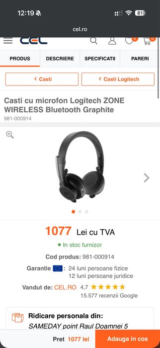 Casti Logitech zone wireless