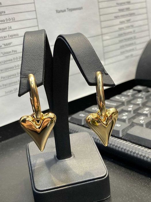 Серьги сердце большие титан
