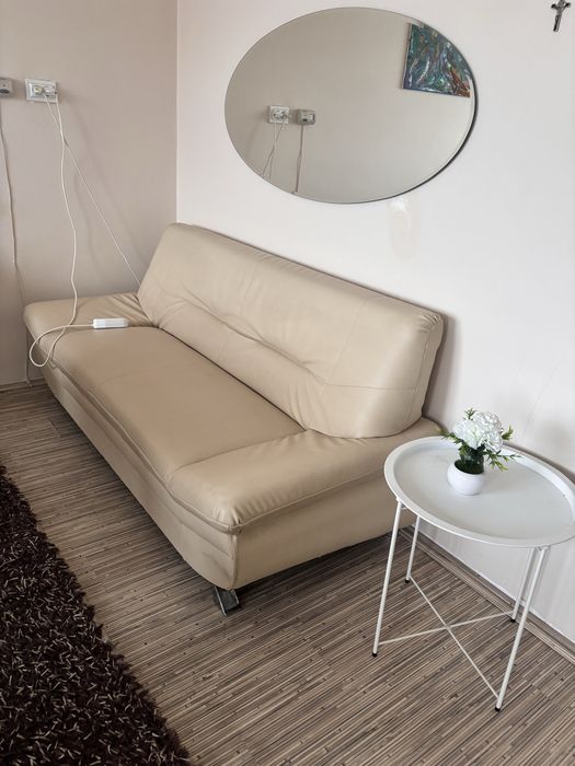 Set 3 canapele din piele crem