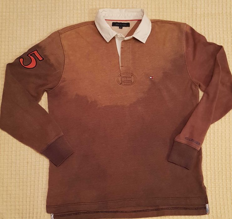 Tricou maneca lunga / bluza TOMMY Hilfiger, marimea M, maro degradeu