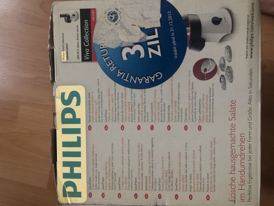 Robot bucătărie bucătărie feliator Philips Viva collection  HR1387 , la cutie nefolosit