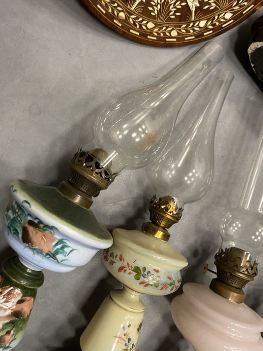 Френски газени лампи от духано цветно стъкло газена лампа