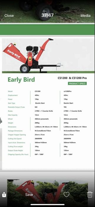 Дробилка за клони Early bird CS1200 PRO