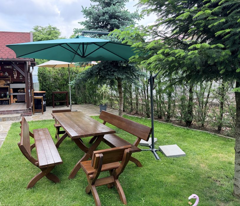 Set mobilier gradina din lemn 10 locuri