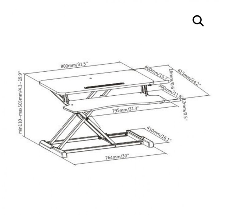 Голямо Ергономично бюро за монитор 80см ширина и 40см дъбочина