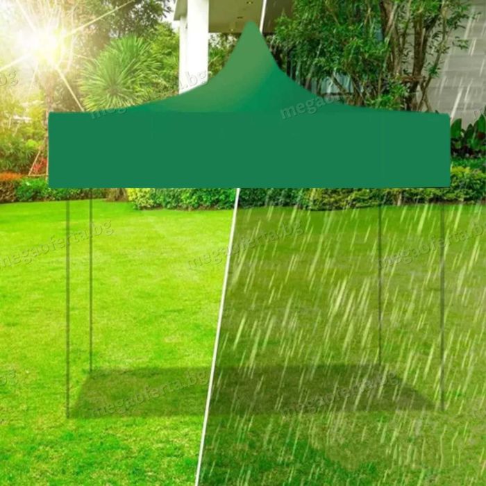 Сгъваема Шатра 3х3 с Усилена Конструкция и Зелено Гумирано Покривало