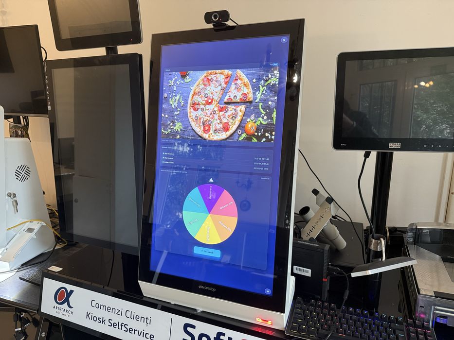 Kiosk self-order complet — 32″ cu scanner & software inclus