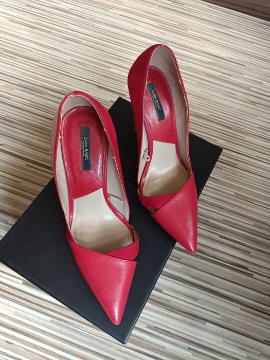 Дамски обувки ZARA BASIC - естествена кожа в черен цвят