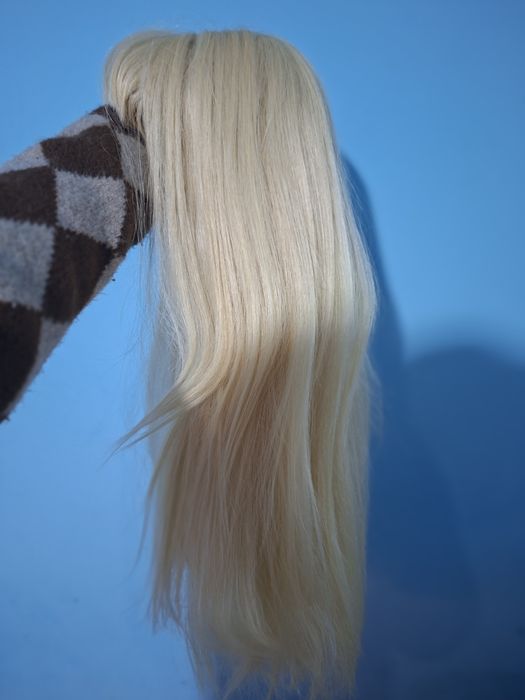 Peruca blonda din par natural 100% + suport CADOU