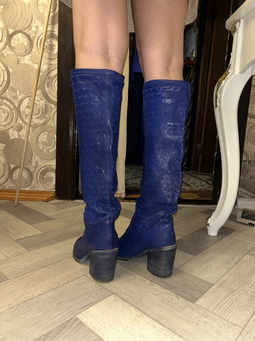 Кожанные дизайнерские сапоги