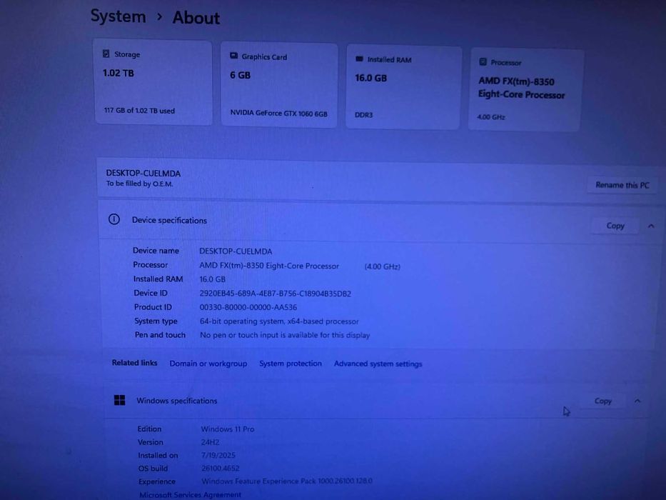 Calculator AMD FX8350 ,ASUS GTX1060 6gb,16 GB ram,Monitor Philips 21''
