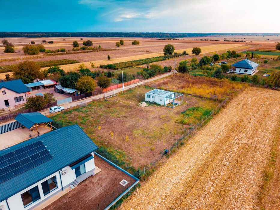 Teren intravilan 1.455 mp, 44 m deschidere, Moara Vlăsiei + construcție modulară autorizată