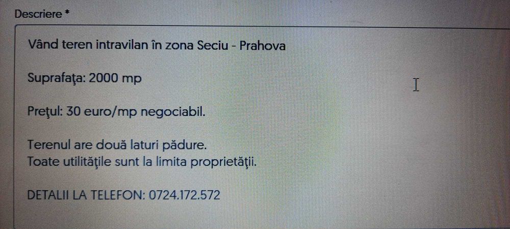 Vând teren intravilan la Seciu