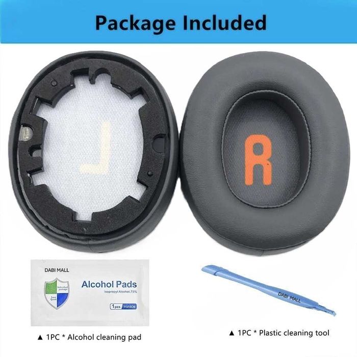 Set 2 bureti pentru casti JBL JR460NC, JR460 - Eclipse Gray - Spuma cu memorie - Piele ecologica