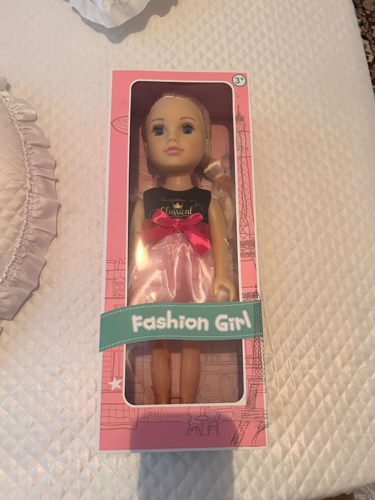 Кукла "Fashion Girl" с розова & черна рокля - 45см Нова