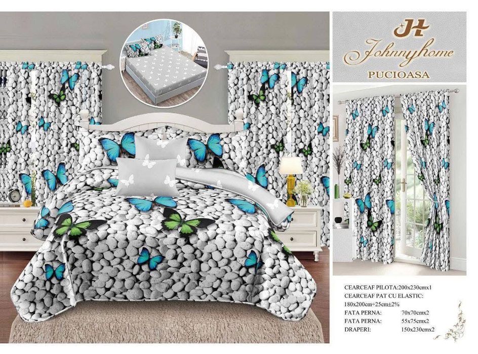 Lenjerie de pat finet 6 piese + două draperii