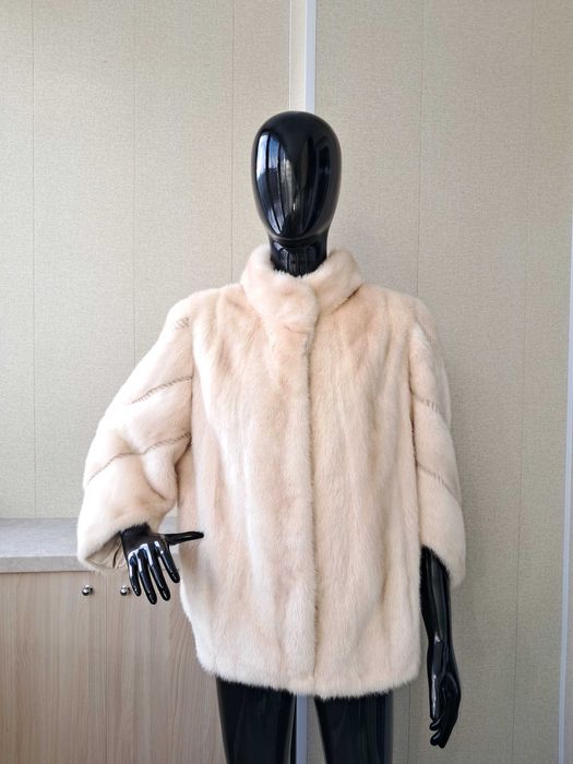 Haină blană nurcă , Naturala, culoare bej