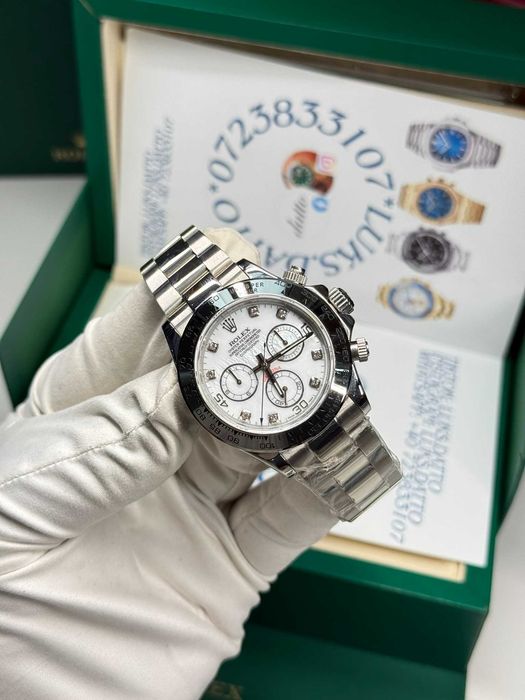 Rolex Daytona Steel White Dial Diamond Markers 40mm