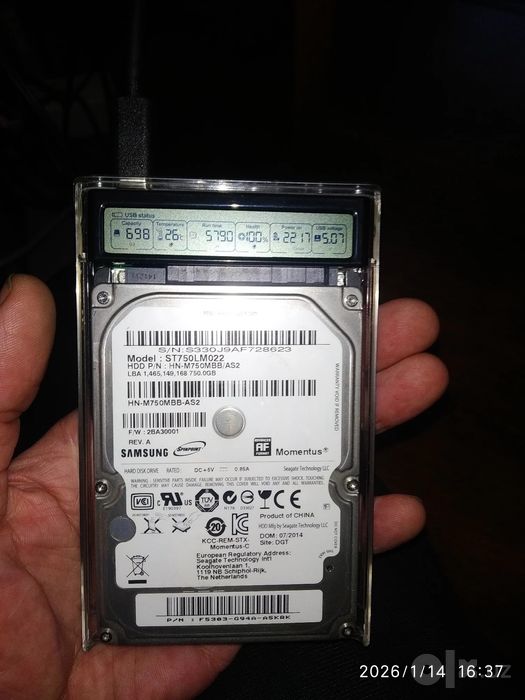 HDDva SSD uchun USB 3.0 korpus, raqamli displeyli.