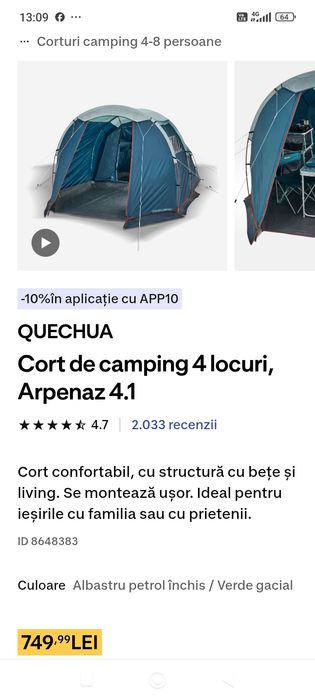 Cort de camping quechua
