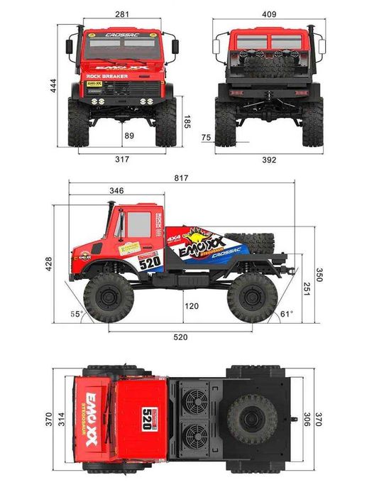 CrossRC EMO XX Stegosaurus 1:6, brushed, Червен