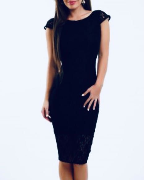 Rochie midi dantela cu mâneca scurta și spatele gol, Pretty Girl, 38