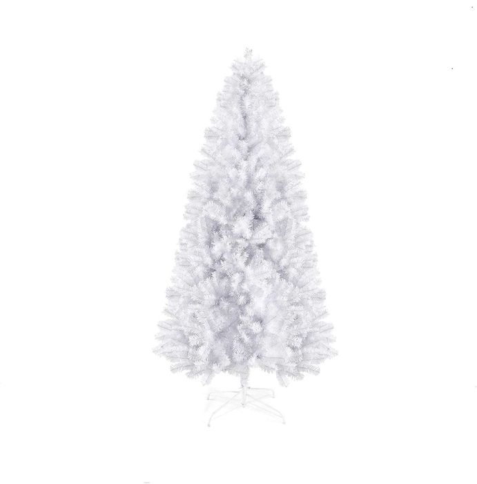 Brad de Craciun Artificial Alb, PRETEX,180 cm,Suport Inclus,1200ramuri