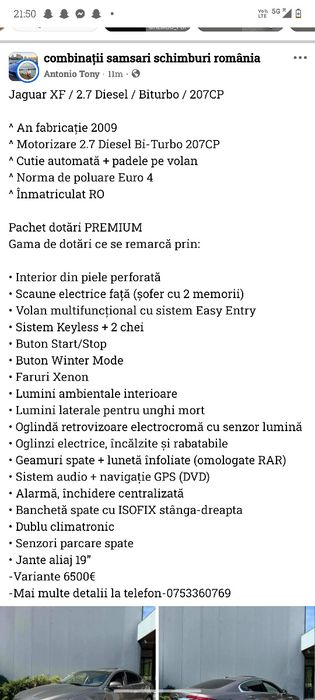 Vând Jaguar Xf 2009 FULL