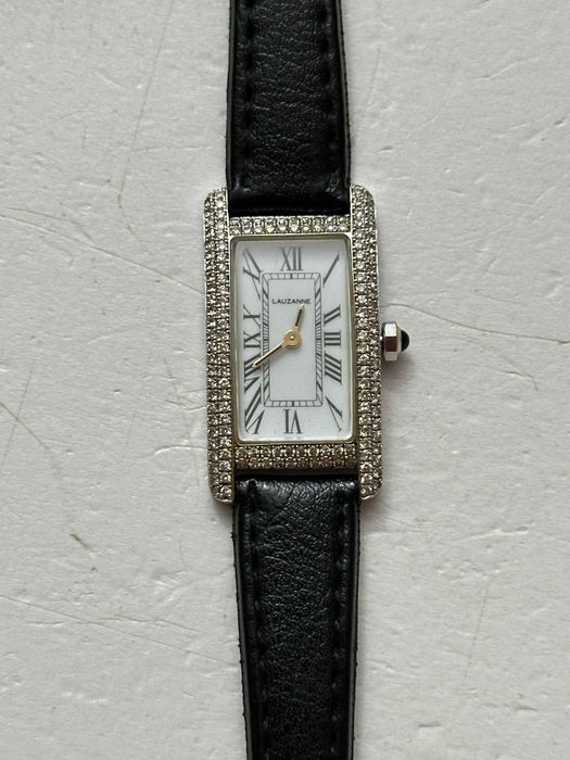 CEAS AUR alb 18K + 144 Diamante = 1.44CT - LAUSANNE - Model Cartier TANK - 17.5g. !