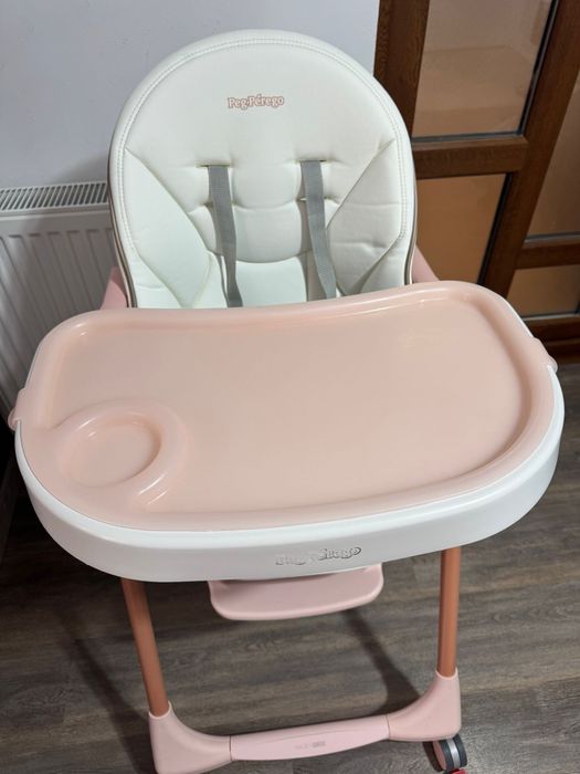 Scaun de masa 2in1 Peg Perego Prima Pappa Follow Me, 0-15 Kg, Roz