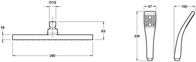 Вграден  душ комплект с квадратна пита хром – Jacob Delafon E30757-CP