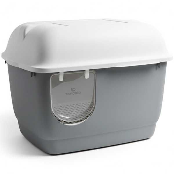 Котешка Тоалетна с Коридор - 57.5см/44см/44см - Сива - Pet-Interest