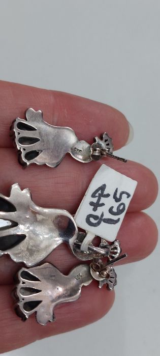 Set argint cu sidef,onix și marcasite model păun