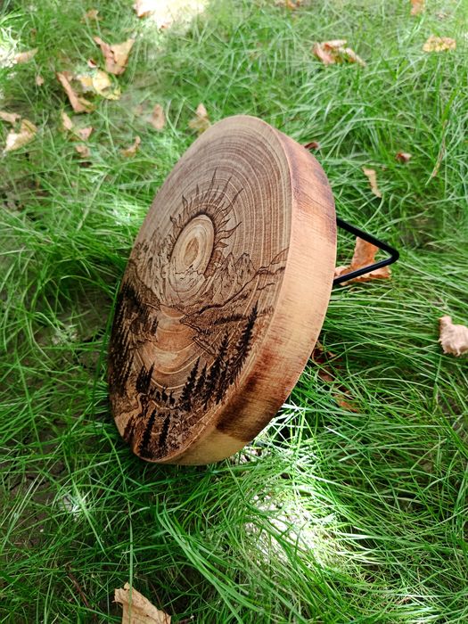 Mini-măsuță decorativă de cafea – Lemn masiv, pirogravată manual UNICAT