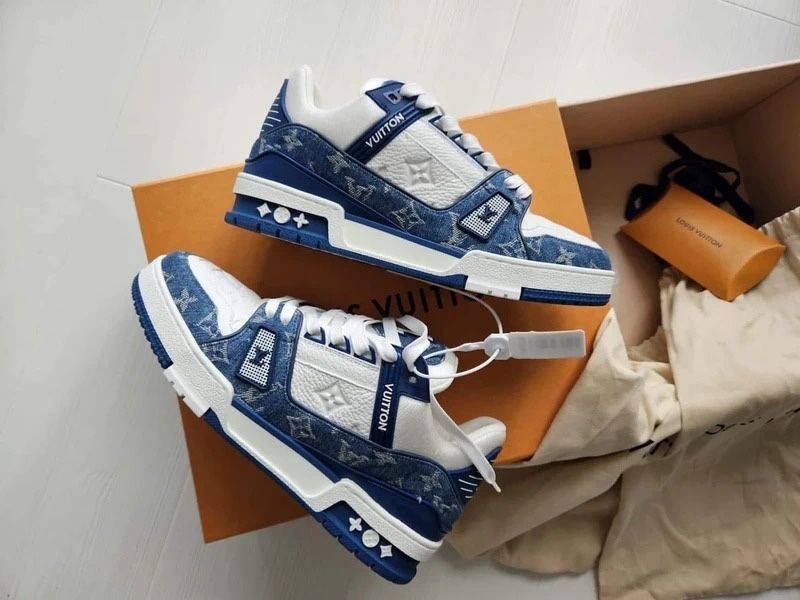 #REDUCERE# Louis Vuitton Trainer Denim #Verificare Colet#
