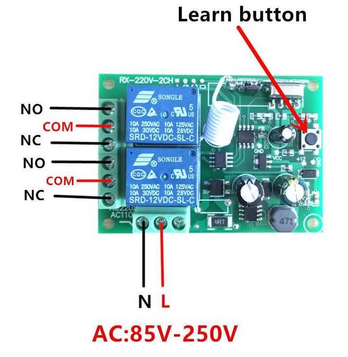 Receptor wireless + 2 telecomenzi 220V 2 canale automatizari porti