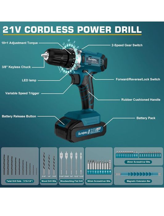 Куфар с инструменти + винтоверт, зарядно и 2 батерии