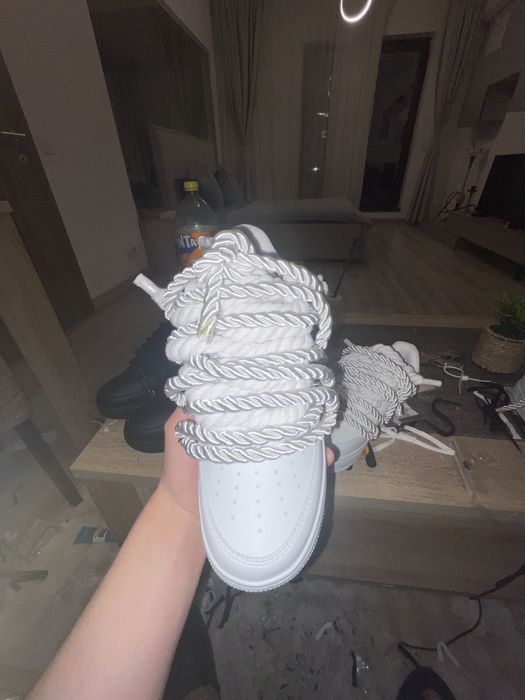Air force rope laces cu dublu siret alb pe stoc