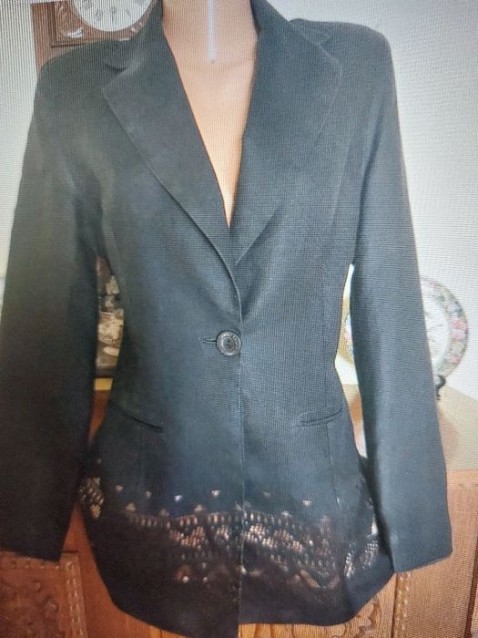 Sacou nou din 100% in cu decoratiune in stil grecesc la margine fata, brand francez