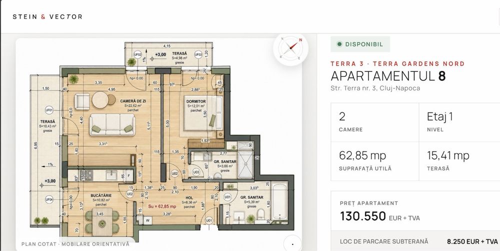 Apartament 3 camere - Terra Gardens Nord
