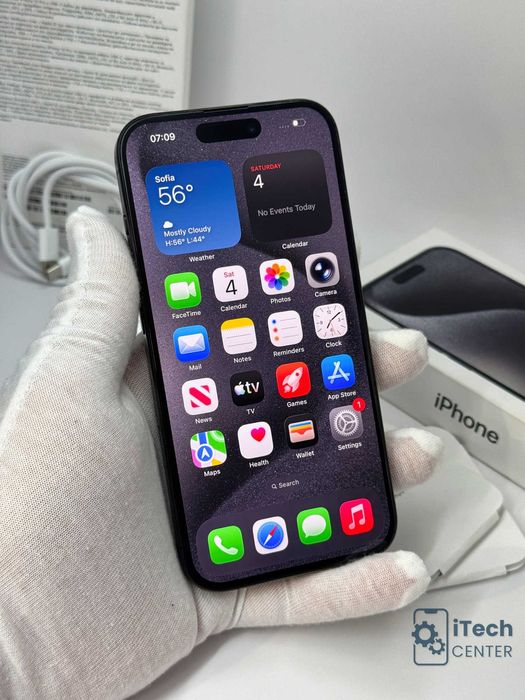 iPhone 15 Pro, 256GB, Black Titanium, НЕРАЗЛИЧИМ ОТ НОВ, 1г. ГАРАНЦИЯ!