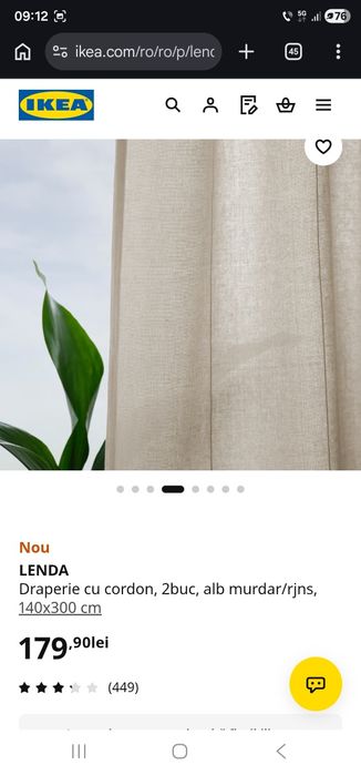 2 set 4 draperii IKEA bumbac 100%