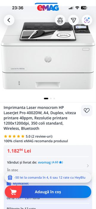 Imprimanta Laser monocrom HP LaserJet Pro 4002DW, Wireless, Bluetooth