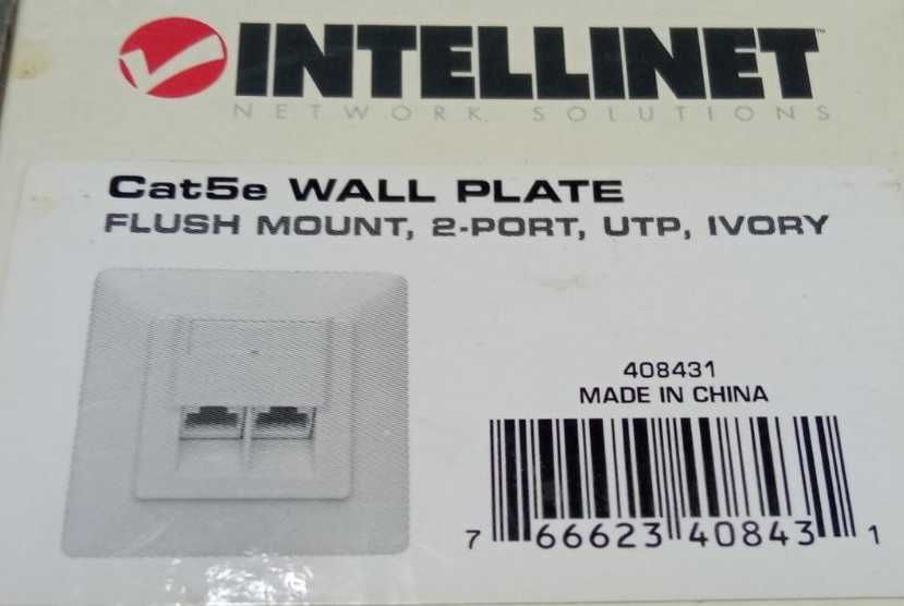 Двойна стенна розетка Intellinet Cat5e, UTP, мрежа - 4 броя