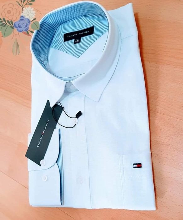 Camasi bumbac Tommy Hilfiger ,logo brodat,mânecă lungă