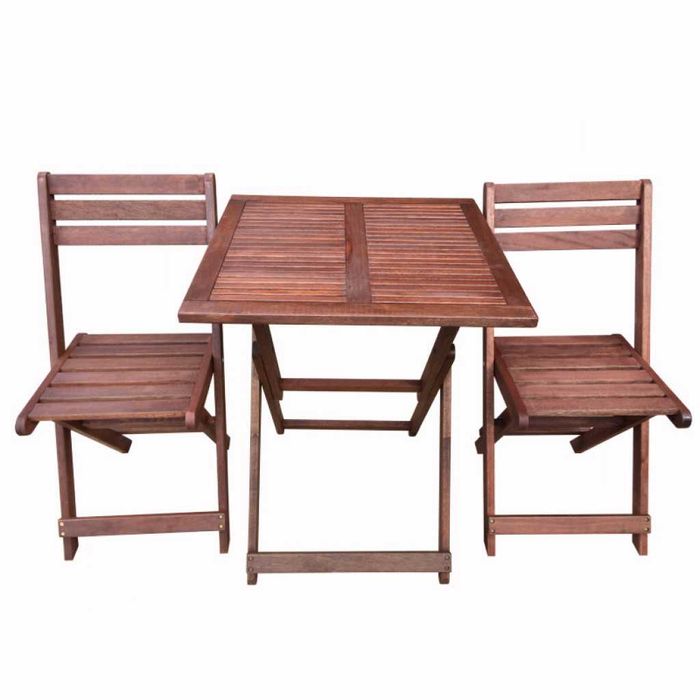 Градински комплект Kreta Muhler Meranti - 3 части, дърво/Маса+2 стола