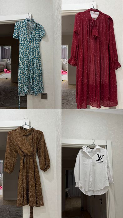 Платья и рубашки размером S.