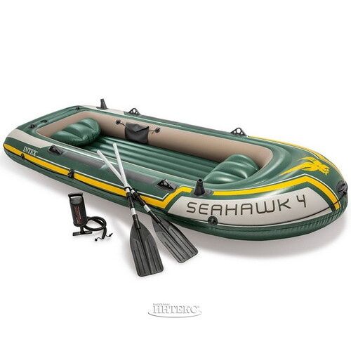 Надувная лодка SeaHawk 400-Set четырехместная 351×145×48 см + насос и